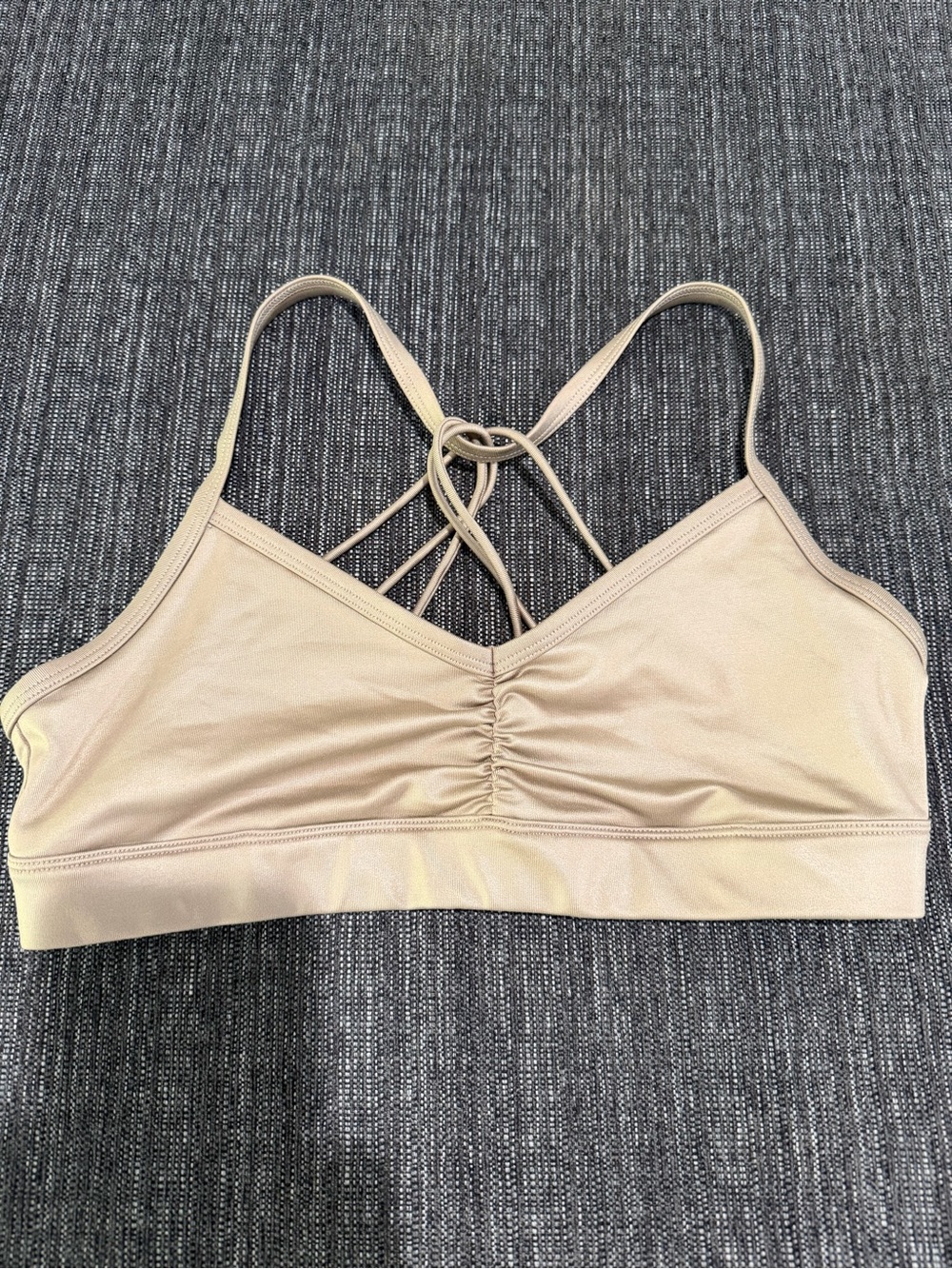 ALO Yoga Nude Strappy Ruched Sports Bra